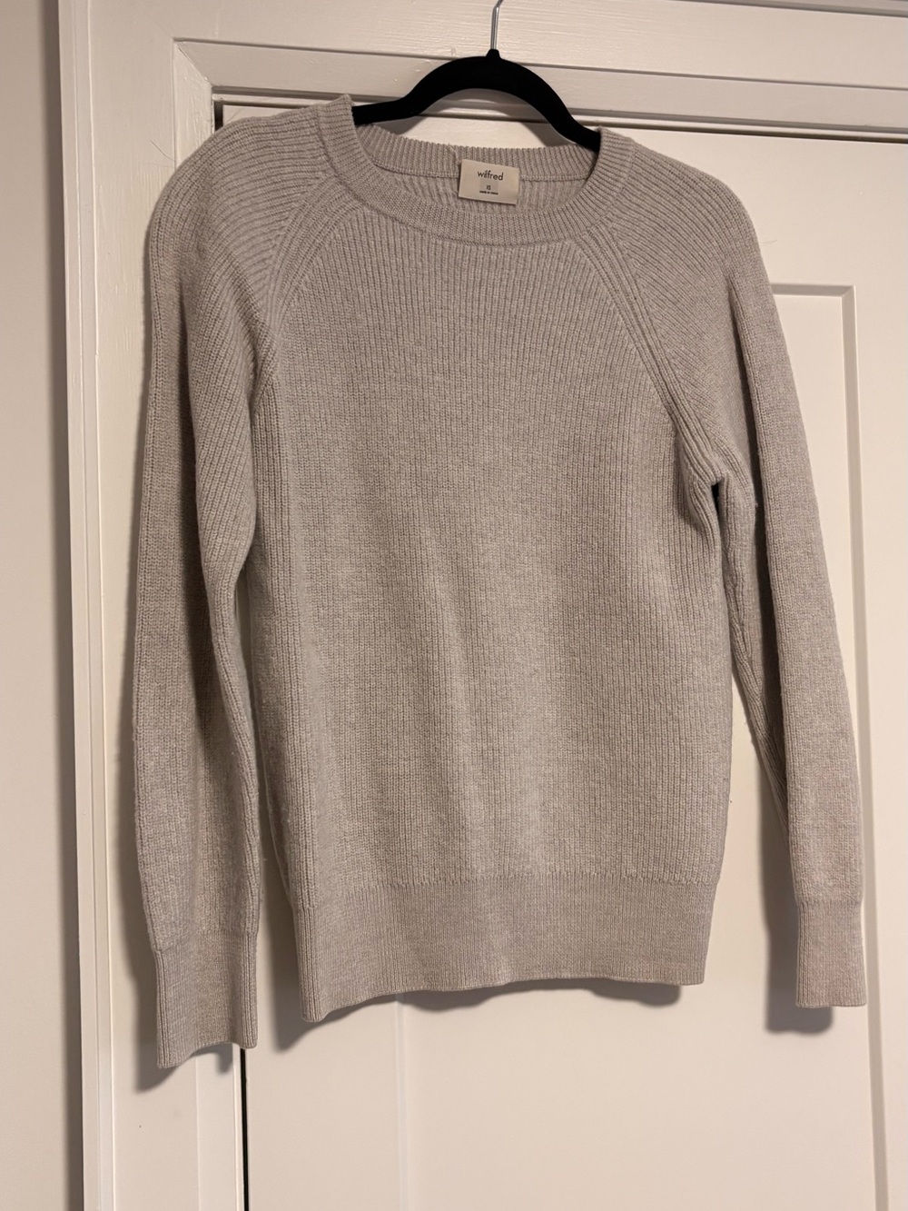 Wilfred Light Gray Ribbed Crewneck Sweater - XS